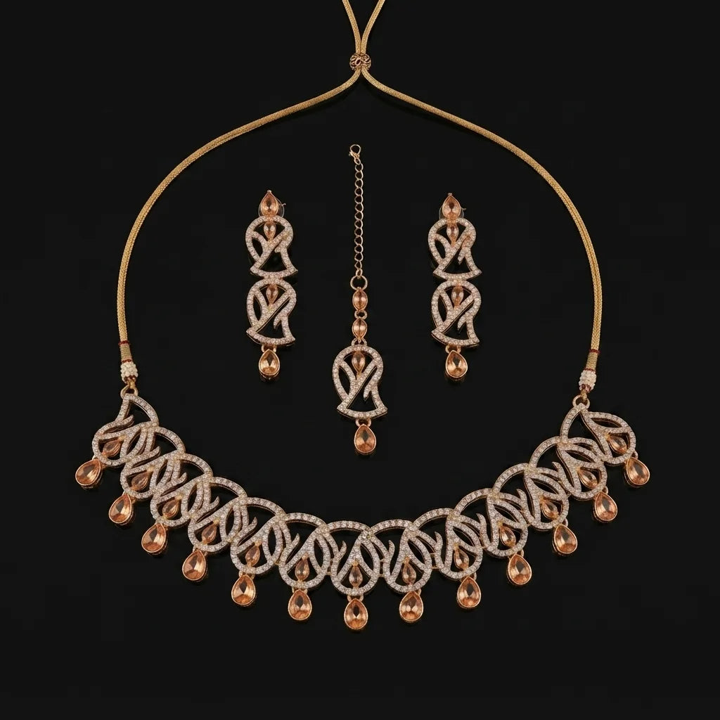 Golden Peach Swirl Bridal Choker Set