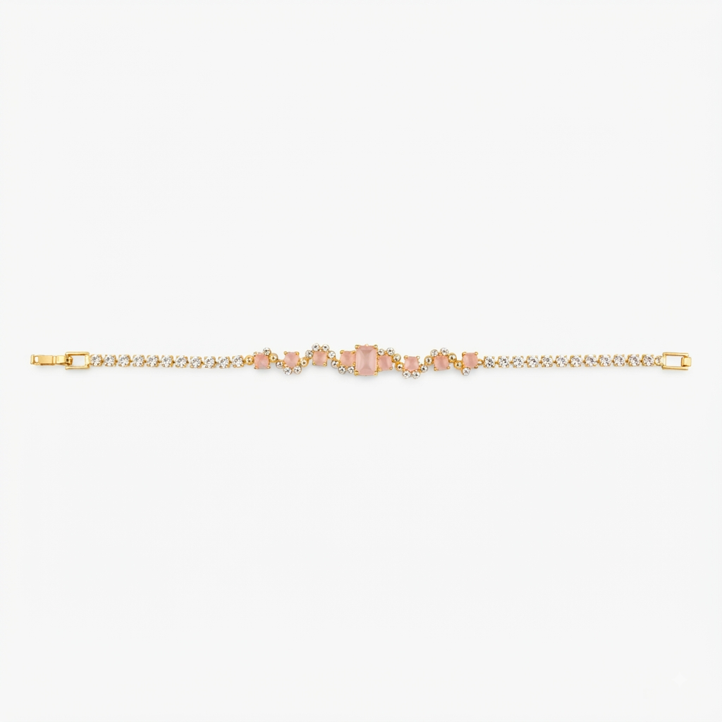 Pink and Crystal Cluster Tennis Bracelet