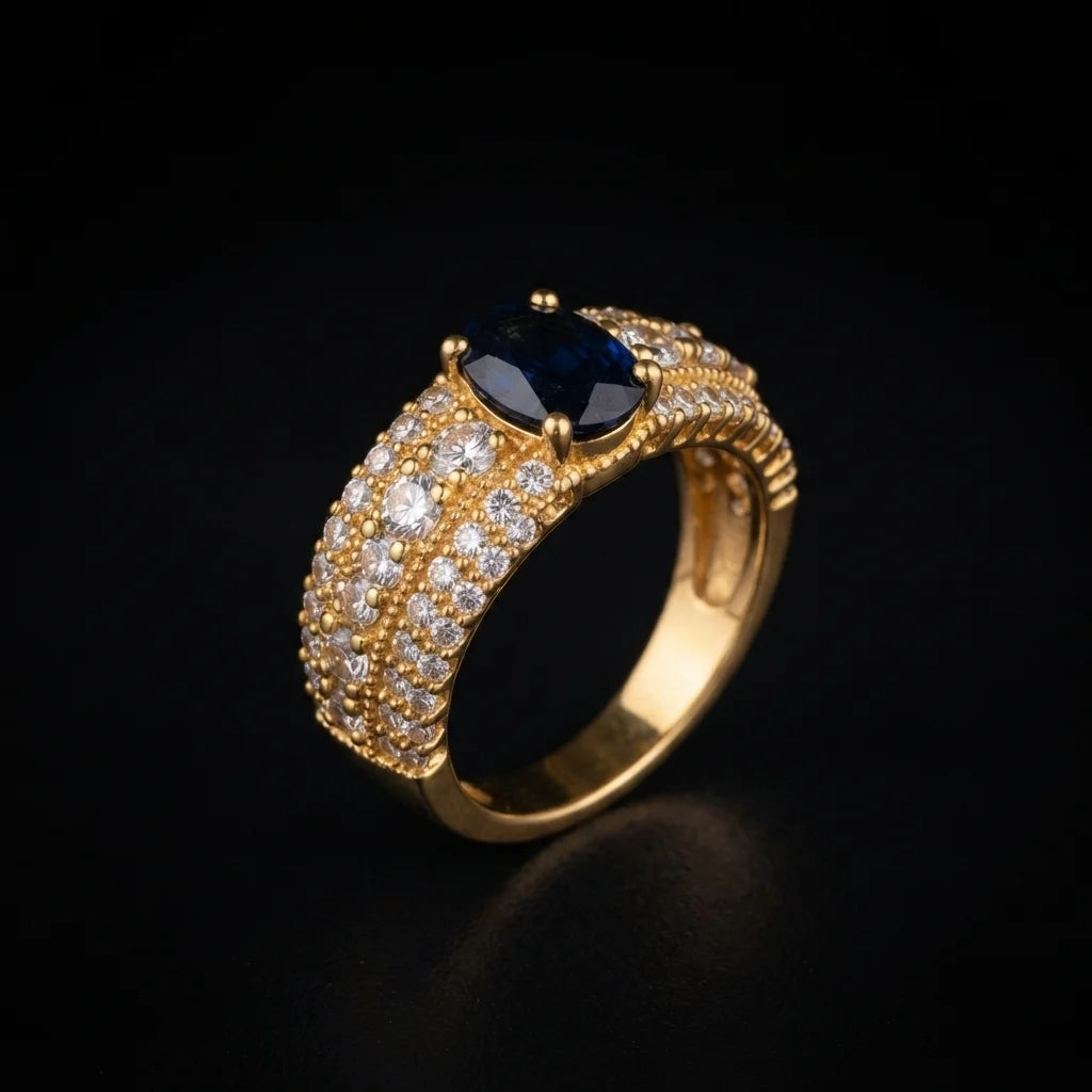 Golden Sapphire and Crystal Ring