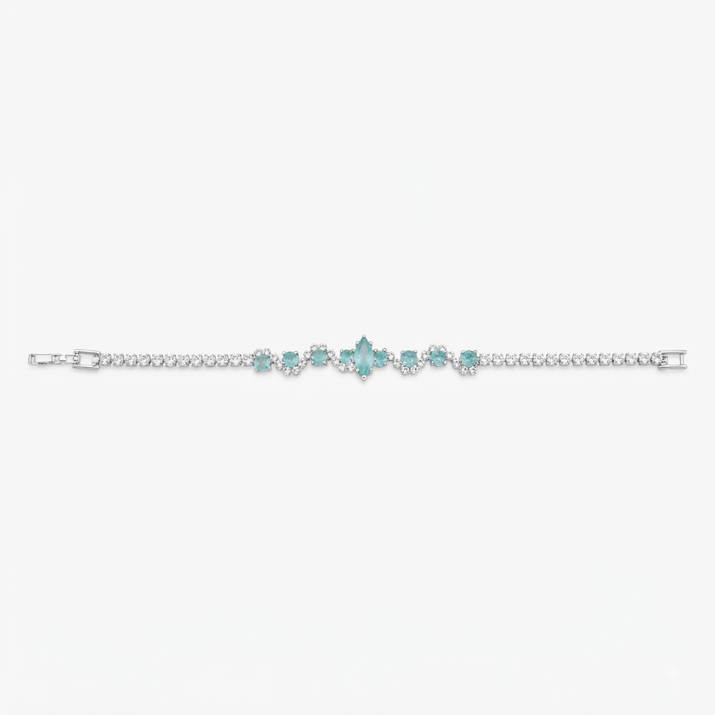 Turquoise and Crystal Cluster Tennis Bracelet