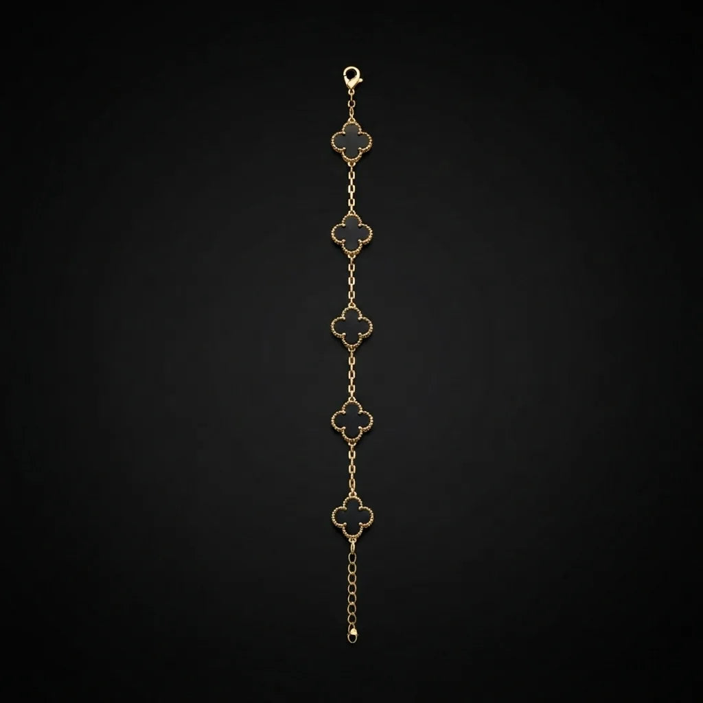 Golden Black Clover Station Bracelet