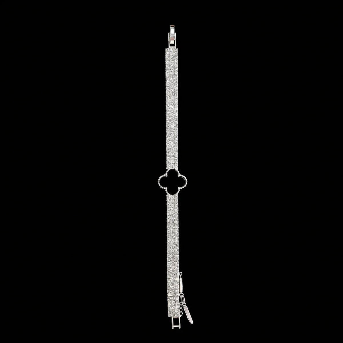 Silver Pavé Clover Bracelet