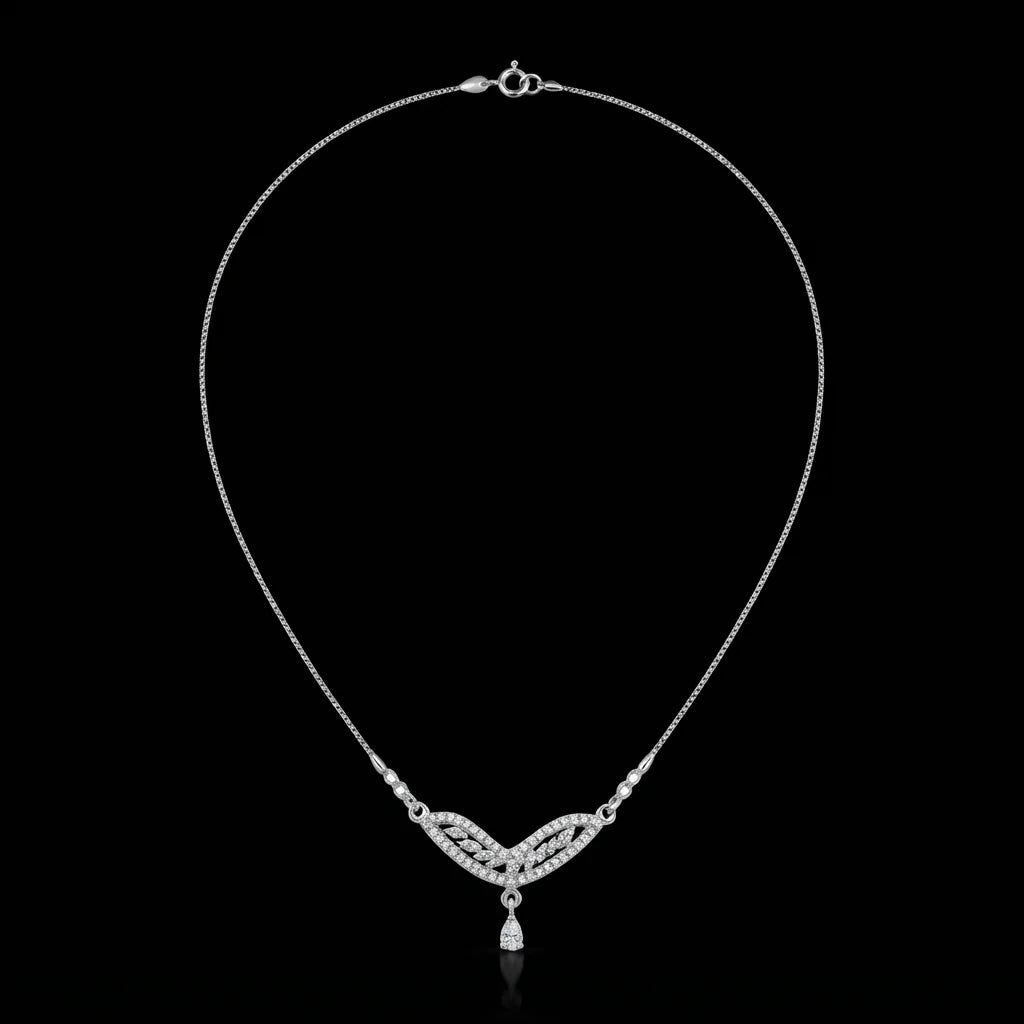 Silver Crystal Wing Necklace