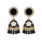 Black & White Floral Enamel Jhumka