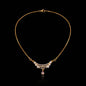 Golden Crescent Peach Teardrop Pendant