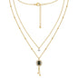 Elegant Double-Layered Emerald-Cut Stone Necklace