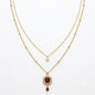 Elegant Double-Strand Ruby-Style Red Necklace