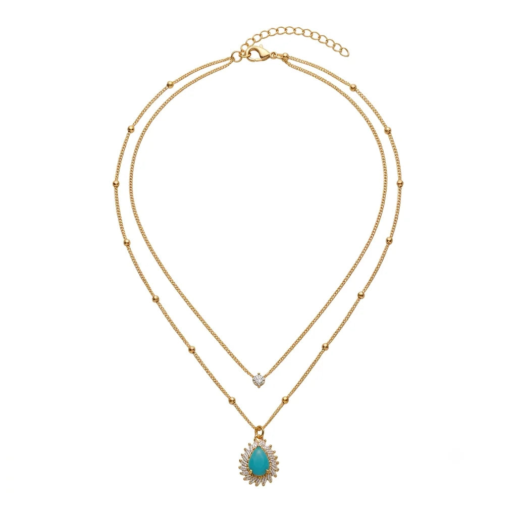 Elegant Double-Strand Tear-Drop Necklace