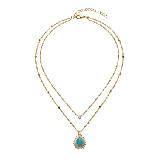 Elegant Double-Strand Tear-Drop Necklace