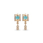 Elegant Turquoise & Crystal Hoop Drop Earrings