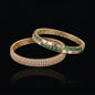 Emerald Green and Clear Crystal Bangle 6 Piece Set