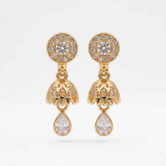 Golden Crystal Dangle Jhumka