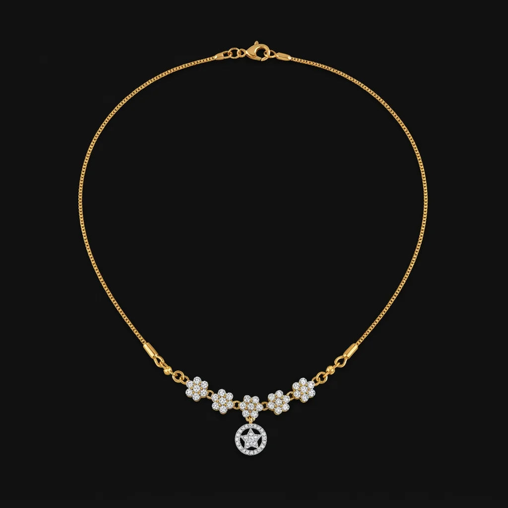 Golden Floral Star Pendant Necklace