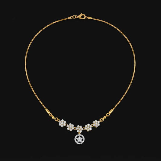 Golden Floral Star Pendant Necklace