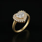 Golden Heart Double Halo Statement Ring