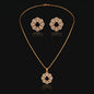 Golden Navy Blue Floral Halo 2-Piece Jewelry Set