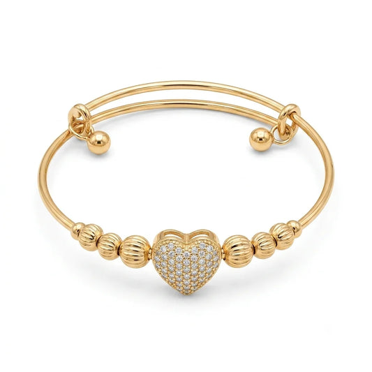 Golden Pavé Heart Expandable Bangle