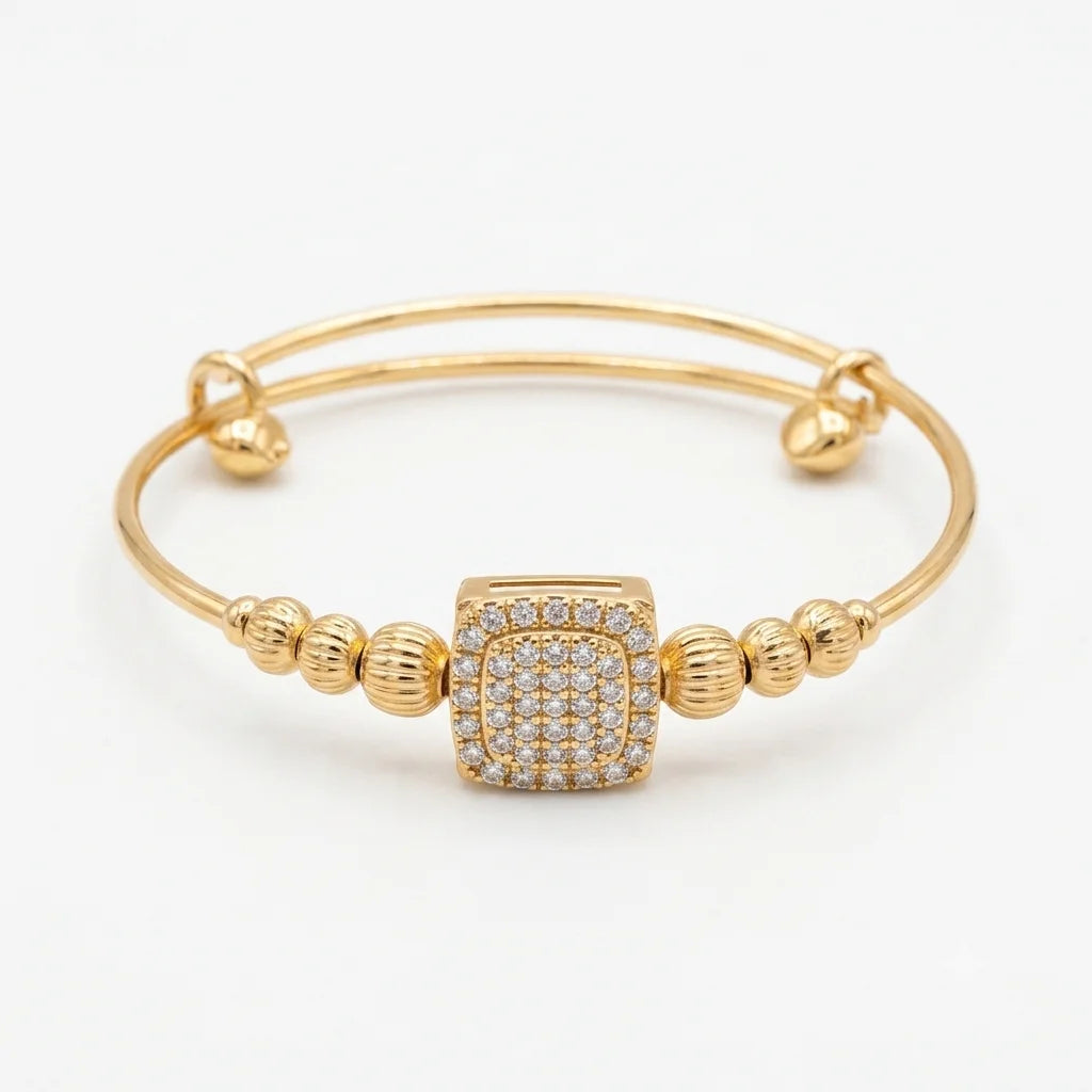 Golden Pavé Square Expandable Bangle