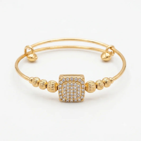 Golden Pavé Square Expandable Bangle