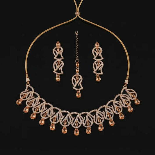 Golden Peach Swirl Bridal Choker Set