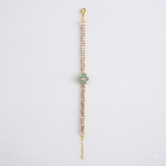 Green Floral Charm Tennis Bracelet