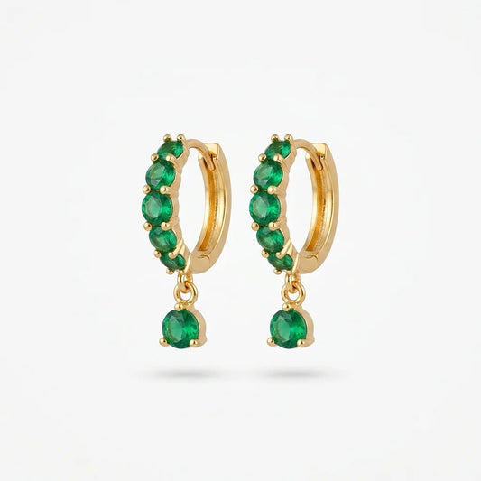 Luminous Emerald Huggie Hoop Earrings
