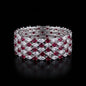 Silvery Ruby and Marquise Crystal 4 Piece Bangles Set