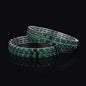 Silvery Emerald Double-Row Bangle 6 Piece Set