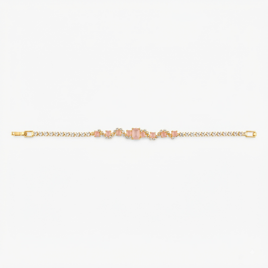 Pink and Crystal Cluster Tennis Bracelet