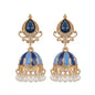 Royal Blue Enamel & Pearl Jhumka