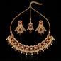 Royal Golden Ruby Floral Bridal Necklace Set