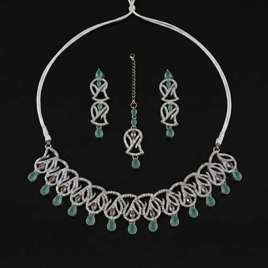 Silvery Mint Swirl Bridal Choker Set