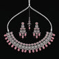 Silvery Pink Teardrop Bridal Choker Set