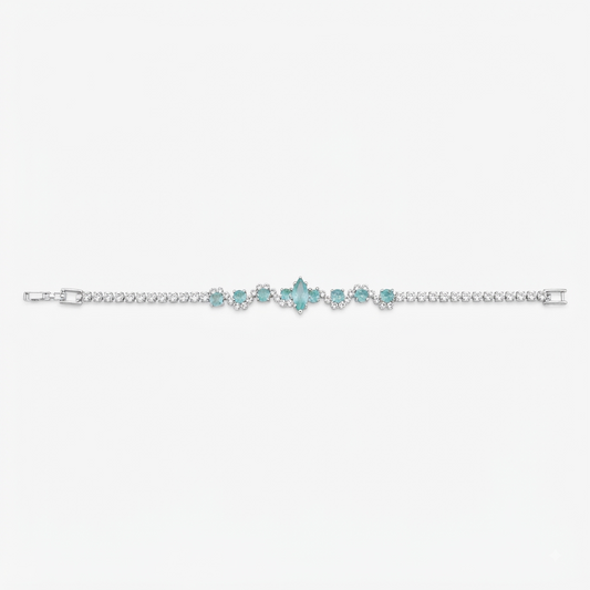 Turquoise and Crystal Cluster Tennis Bracelet