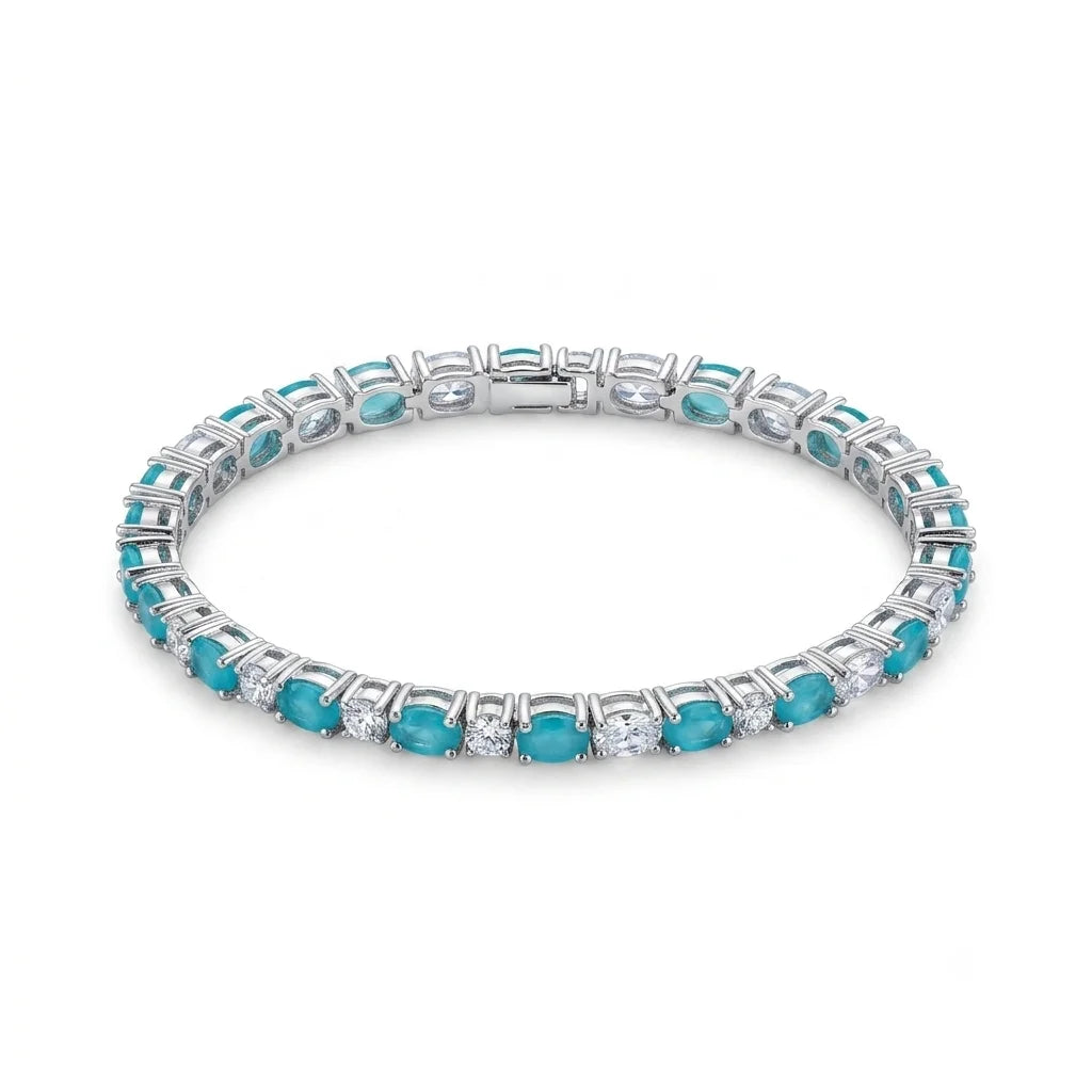 Turquoise and Crystal Tennis Bracelet