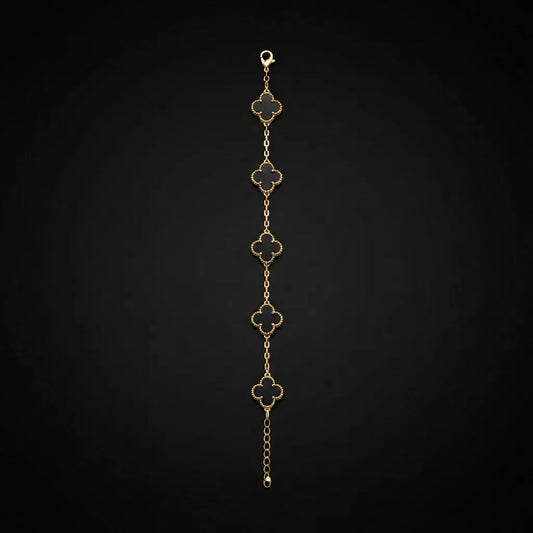 Golden Black Clover Station Bracelet