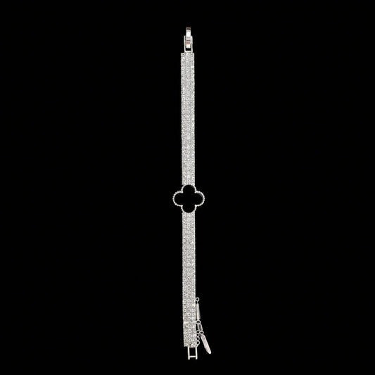 Silver Pavé Clover Bracelet