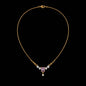 Golden Emerald-Cut Pink Crystal Necklace