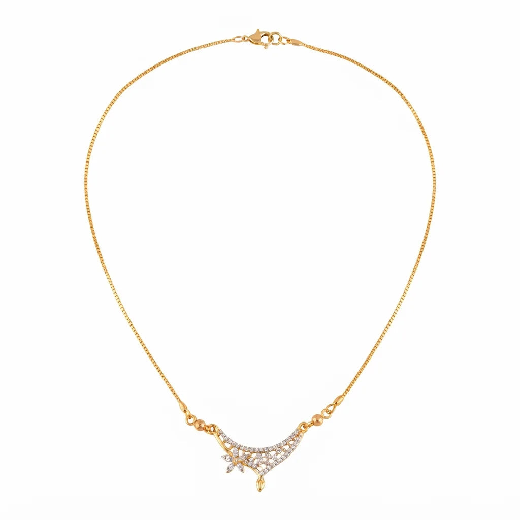 Golden Pavé Filigree Floral Necklace