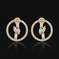 Golden Geometric Crystal Circle Stud Earrings