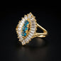 Golden Blue and Baguette Ring