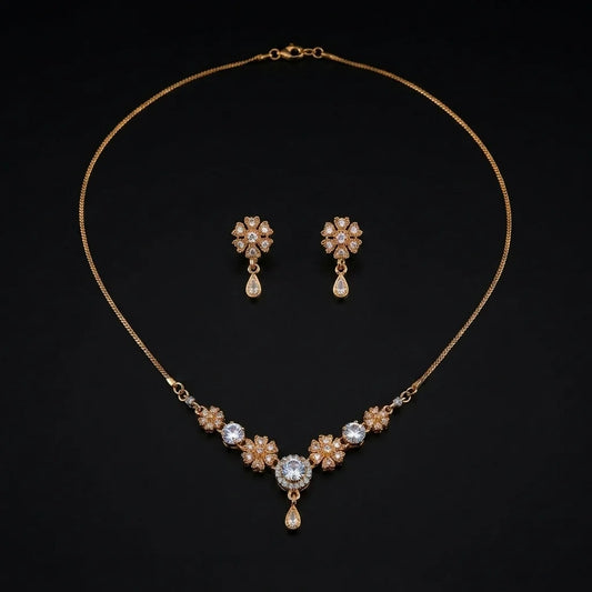 Golden Floral Cluster 2-Piece Jewelry Set