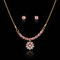 Golden Pink Floral Blossom 2-Piece Jewelry Set