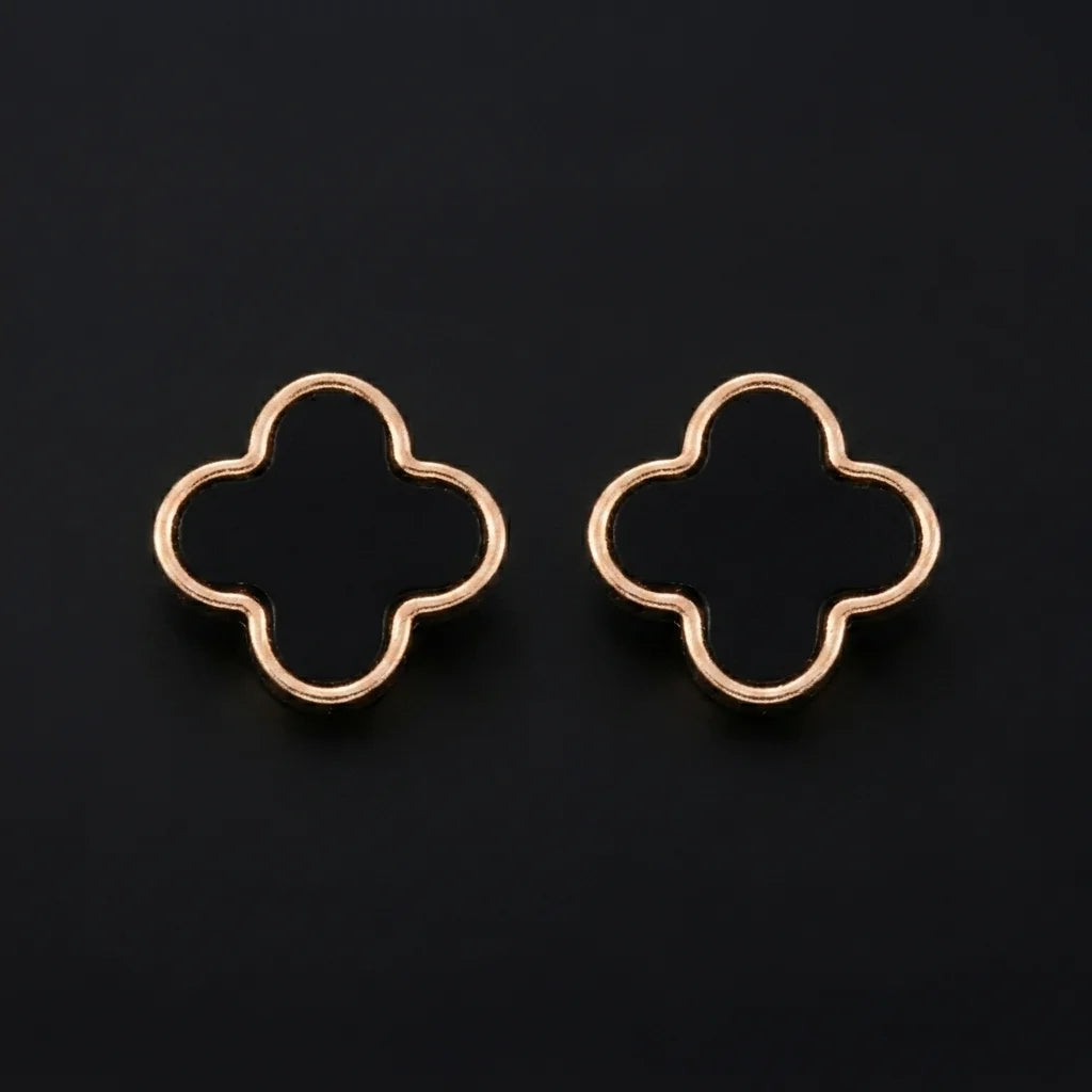 Rose Black Clover Earrings