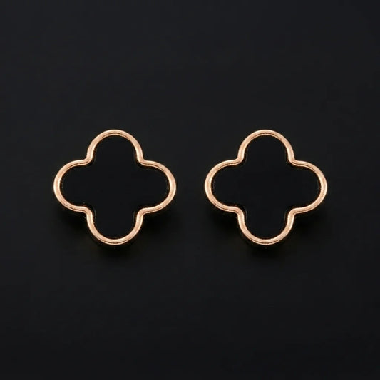 Rose Black Clover Earrings