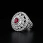 Silver Ruby and Crystal Cocktail Ring