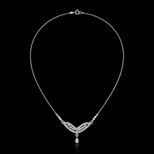 Silver Crystal Wing Necklace
